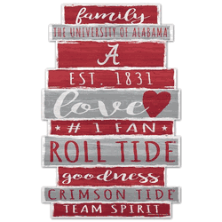 Alabama Crimson Tide Sign 11x17 Wood Family Word Design