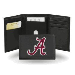 Alabama Crimson Tide Standard Embroidered Genuine Leather Tri-fold Wallet 3.25" x 4.25" - Slim