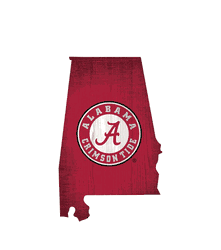 Alabama Crimson Tide Team Color Logo State Sign