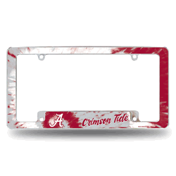 Alabama Crimson Tide Tie Dye 12" x 6" Chrome All Over Automotive License Plate Frame