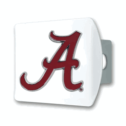 Alabama Crimson Tide White Metal Hitch Cover with  3D Color Emblem