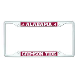 Alabama Crimson Tide White Metal License Plate Frame - 6.25"x12.25"