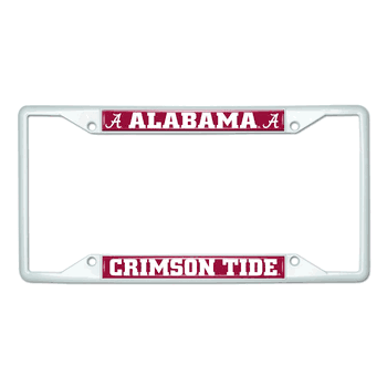 Alabama Crimson Tide White Metal License Plate Frame - 6.25