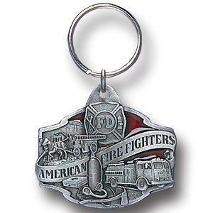 American Firefighter Metal Key Chain with Enameled Details