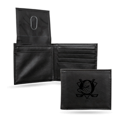 Anaheim Ducks Black Laser Engraved Billfold Wallet