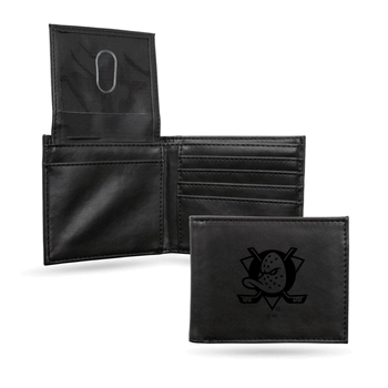 Anaheim Ducks Black Laser Engraved Billfold Wallet