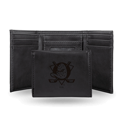 Anaheim Ducks Black Laser Engraved Faux Leather Trifold