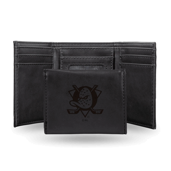 Anaheim Ducks Black Laser Engraved Faux Leather Trifold