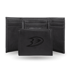Anaheim Ducks Black Laser Engraved Tri-Fold Wallet