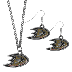 Anaheim Ducks Dangle Earrings and Chain Necklace Set