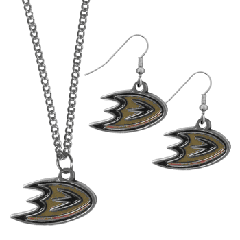 Anaheim Ducks Dangle Earrings and Chain Necklace Set