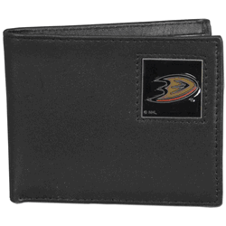 Anaheim Ducks Leather Bi-fold Wallet Packaged in Gift Box