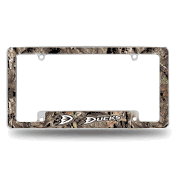 Anaheim Ducks Mossy Oak 12" x 6" Chrome All Over Automotive License Plate Frame for Car/Truck/SUV