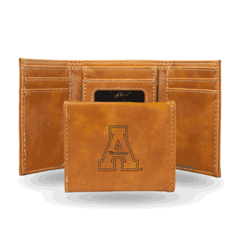 Appalachian State Mountaineers Brown Laser Engraved Tri-Fold Wallet