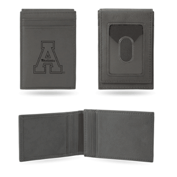 Appalachian State Mountaineers Gray Laser Engraved Front Pocket Wallet