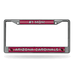 Arizona Cardinals #1 Mom 12" x 6" Silver Bling Chrome Car/Truck/SUV Auto Accessory