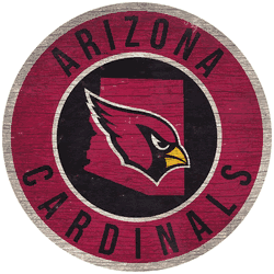 Arizona Cardinals 12 in. Circle w/ State Sign