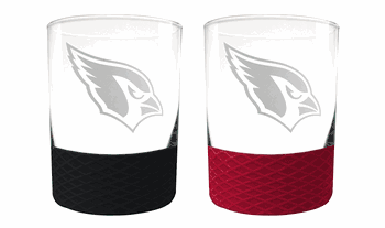 Arizona Cardinals 2pc Laser Etched Commissioner Rocks Glass Set