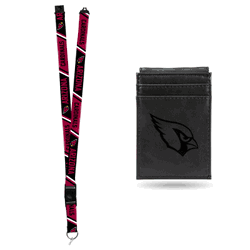 Arizona Cardinals Black Front Pocket Wallet Set