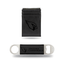 Arizona Cardinals Black Laser Engraved Front Pocket Wallet & Bar Blade