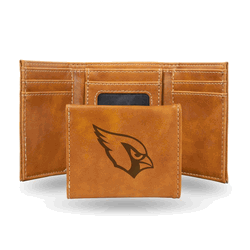 Arizona Cardinals Brown Laser Engraved Faux Leather Trifold