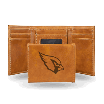 Arizona Cardinals Brown Laser Engraved Faux Leather Trifold