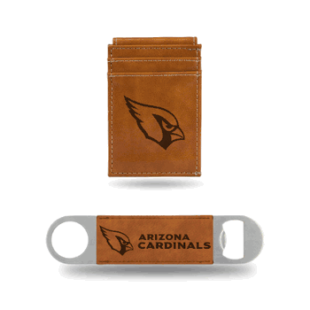Arizona Cardinals Brown Laser Engraved Front Pocket Wallet & Bar Blade