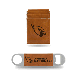 Arizona Cardinals Brown Laser Engraved Front Pocket Wallet & Bar Blade