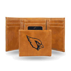 Arizona Cardinals Brown Laser Engraved Tri-Fold Wallet