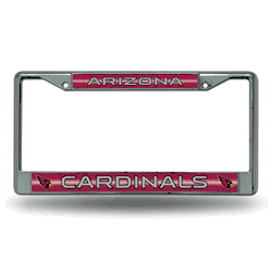 Arizona Cardinals Classic 12" x 6" Silver Bling Chrome Car/Truck/SUV Auto Accessory