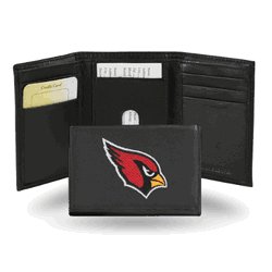 Arizona Cardinals  Embroidered Genuine Leather Tri-fold Wallet 3.25" x 4.25" - Slim
