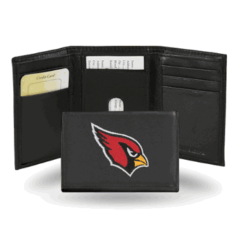 Arizona Cardinals  Embroidered Genuine Leather Tri-fold Wallet 3.25