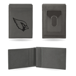 Arizona Cardinals Gray Laser Engraved Front Pocket Wallet