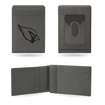 Arizona Cardinals Gray Laser Engraved Front Pocket Wallet