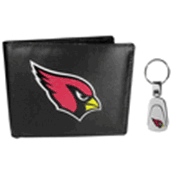 Arizona Cardinals Leather Bi-fold Wallet & Steel Key Chain
