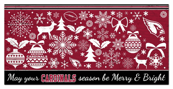 Arizona Cardinals Merry and Bright 6x12 Sign