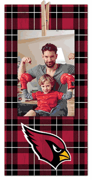 Arizona Cardinals Plaid Clothespin 6x12 Sign