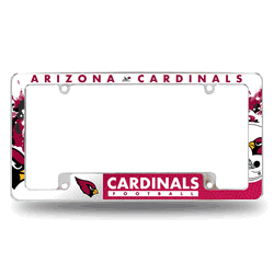 Arizona Cardinals Primary 12" x 6" Chrome All Over Automotive License Plate Frame