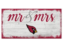 Arizona Cardinals Script Mr & Mrs 6x12 Sign