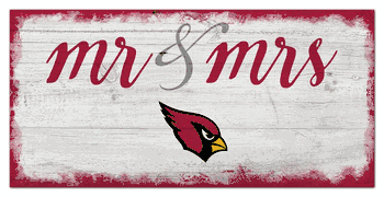 Arizona Cardinals Script Mr & Mrs 6x12 Sign