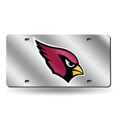 Arizona Cardinals Silver 12" x 6" Silver Laser Cut Tag For Car/Truck/SUV