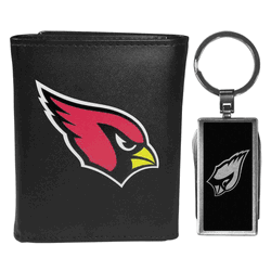 Arizona Cardinals Tri-fold Wallet & Multitool Key Chain, Black