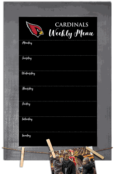 Arizona Cardinals Weekly Chalkboard with frame & clothespins 11x19 Sign