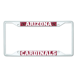 Arizona Cardinals White Metal License Plate Frame - 6.25"x12.25"