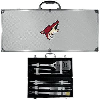 Arizona Coyotes 8 pc Stainless Steel BBQ Set w/Metal Case