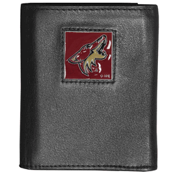 Arizona Coyotes Deluxe Leather Tri-fold Wallet Packaged in Gift Box