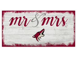 Arizona Coyotes Script Mr & Mrs 6x12 Sign
