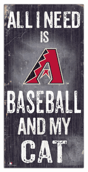 Arizona Diamondbacks Baseball and My Cat 6x12 Sign