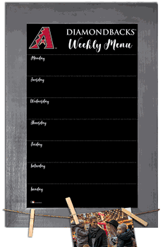 Arizona Diamondbacks Weekly Chalkboard with frame & clothespins 11x19 Sign