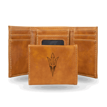 Arizona State Sun Devils Brown Laser Engraved Faux Leather Trifold